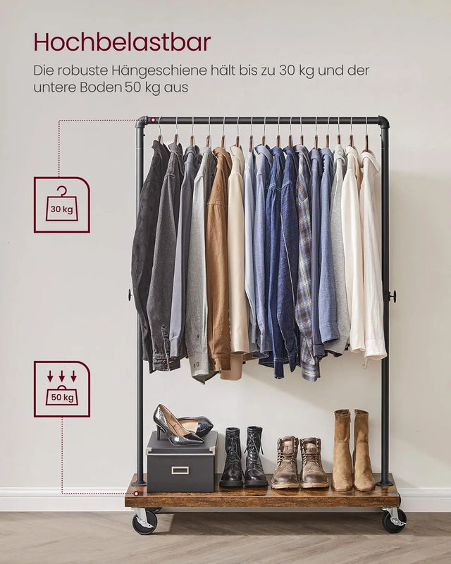 Kleiderständer Rollen Industrie Design Vintagebraun Schwarz von Songmics