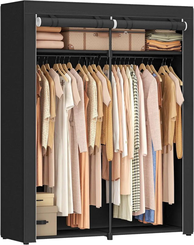 Aufbewahrungsschrank faltbar mit Aufhängestange Schwarz von Songmics