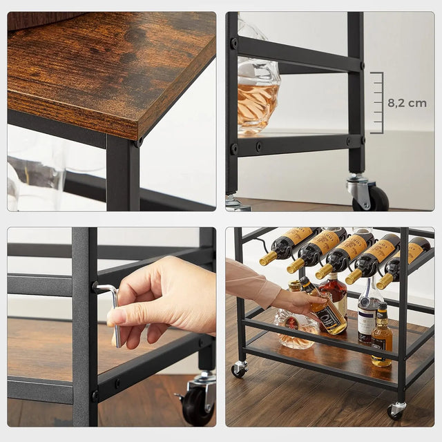 Servierwagen Küchenwagen Industrie-Design vintagebraun-schwarz von Songmics