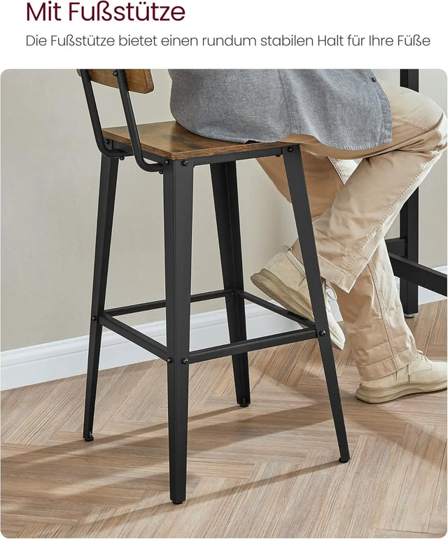 Barhocker Set mit Rückenlehne vintagebraun von Songmics