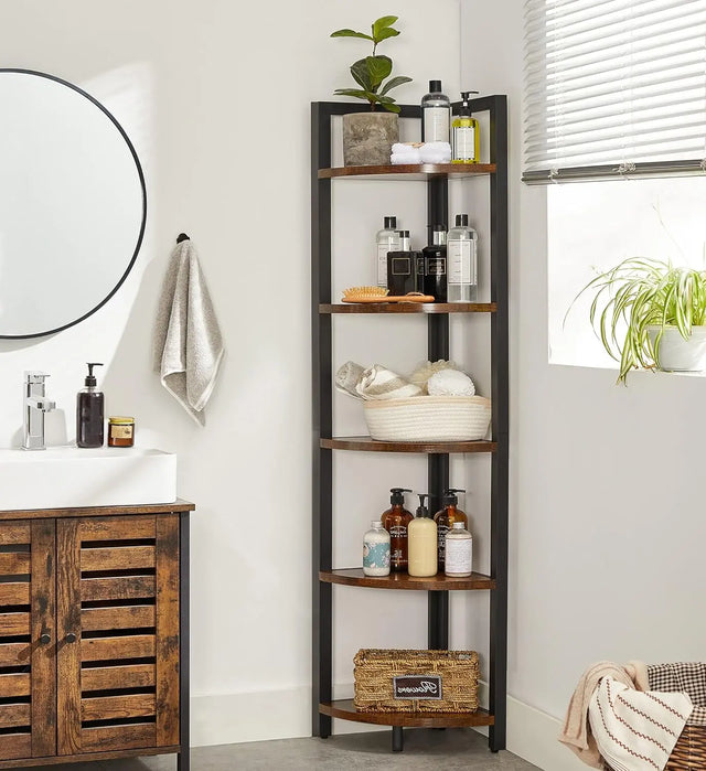 Eckregal mit 5 Ablagen Vintagbraun von Songmics