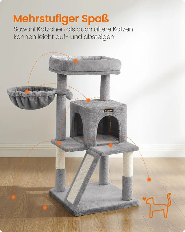 Kratzbaum Katzenbaum mit grosser Plattform hellgrau von Songmics