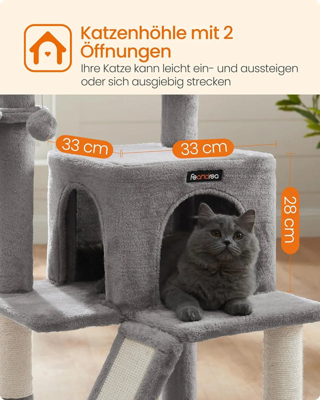 Kratzbaum Katzenbaum mit grosser Plattform hellgrau von Songmics