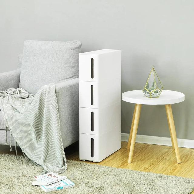 Nischenregal Rollwagen Schubladen Badregal Weiss-Braun von Songmics