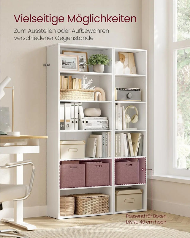 Bücherregal 6-stöckig Offenes Standregal Wolkenweiss, 24 x 40 x 178,5 cm von Songmics