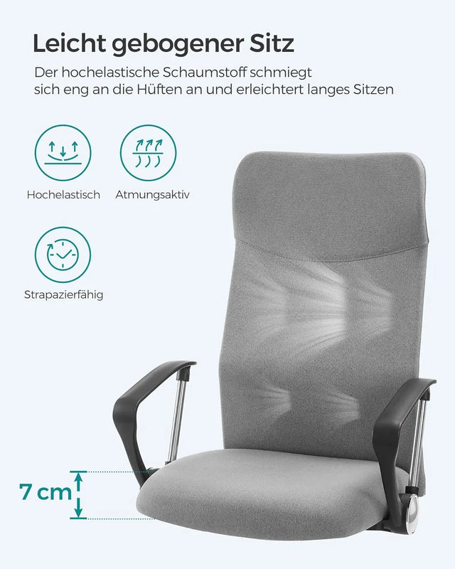 Bürostuhl ergonomisch höhenverstellbar gepolstert grau von Songmics