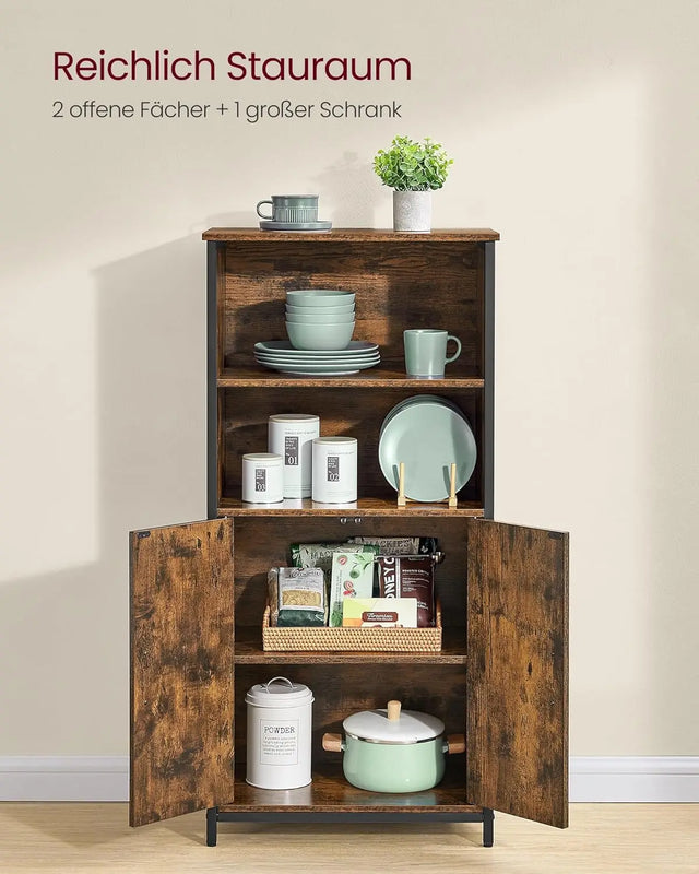 Küchenschrank mit Türen und Fächern vintagebraun-schwarz von Songmics