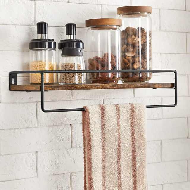 Gewürzregal Wandboard Set vintagebraun-schwarz von Songmics