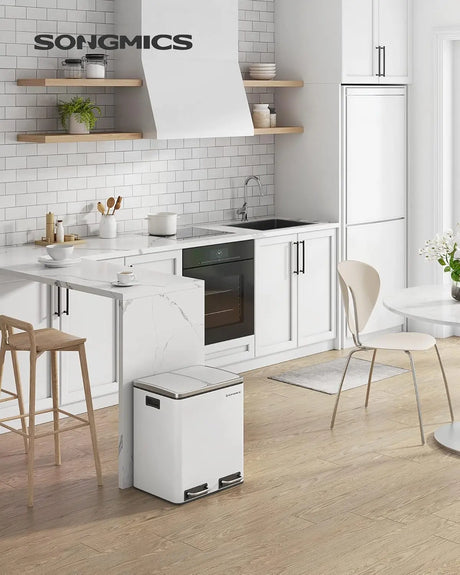 Mülleimer Küche Mülltrennsystem Softclose Wolkenweiss von Songmics