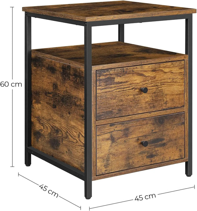 Nachttisch mit Schubladen rustikales Braun von Songmics