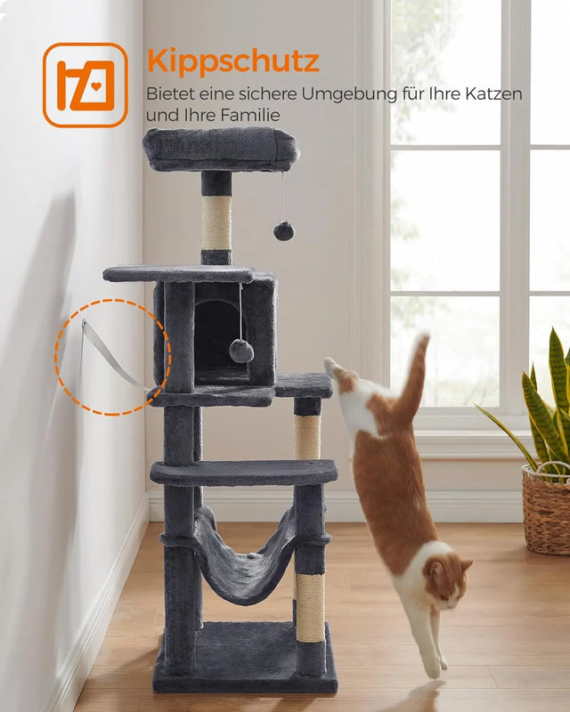 Kratzbaum Katzenhaus mit Hängematte rauchgrau von Songmics