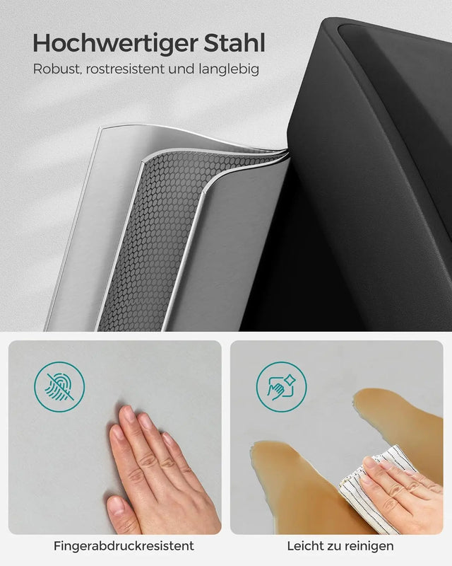 Mülleimer Küche 24L Mülltrennsystem 3 Fächer silbern-schwarz inkl. Müllsäcke von Songmics