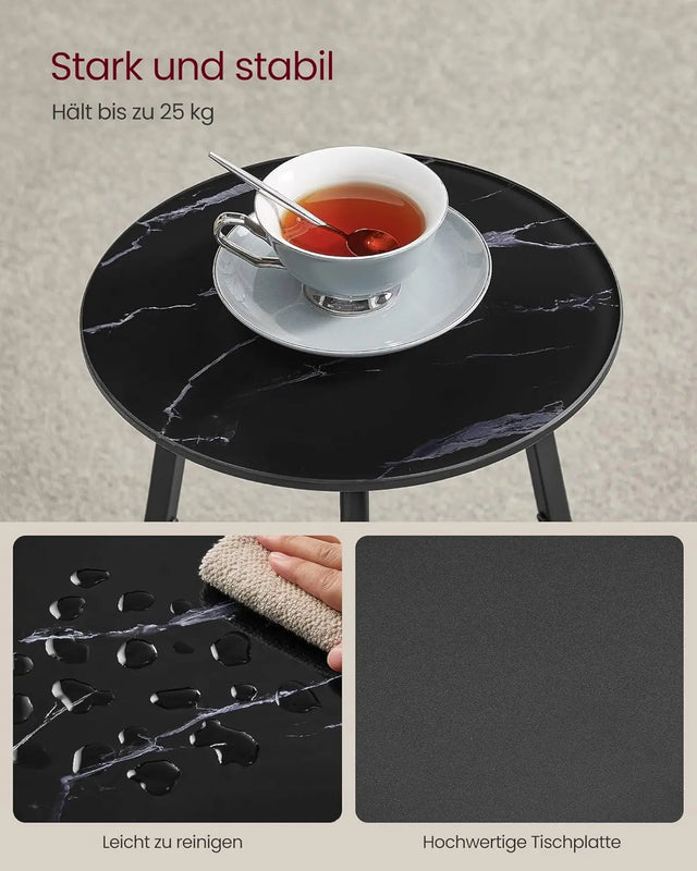 Beistelltisch rund modern Glasplatte marmorschwarz von Songmics