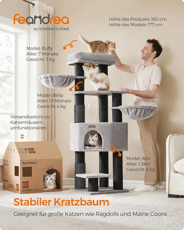 Kratzbaum für grosse Katzen Taubengrau-Schwarz von Songmics
