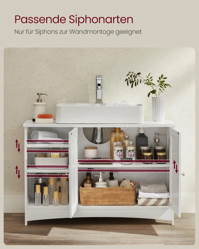 Waschbeckenunterschrank mit Türen und Fächern Weiss von Songmics