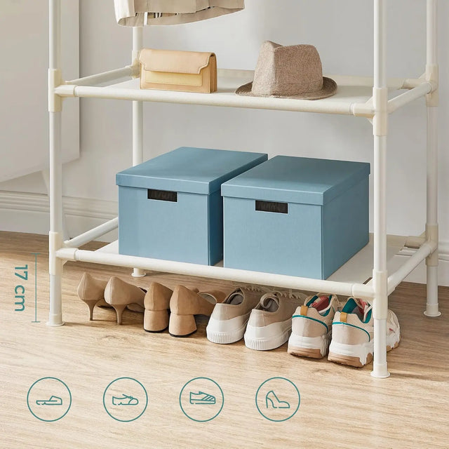 Kleiderständer Metall mit 2 Stangen und 2 Ablagen Weiss von Songmics