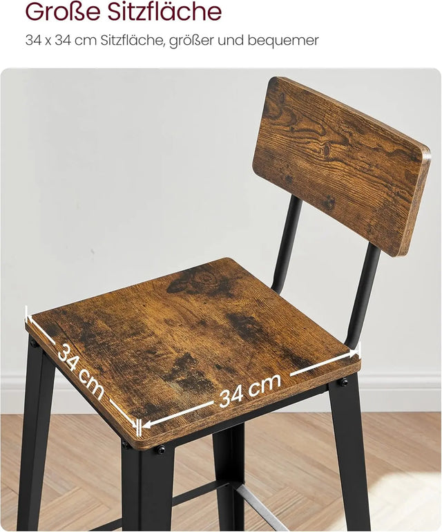 Barhocker Set mit Rückenlehne vintagebraun von Songmics