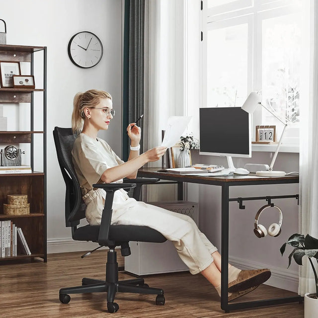 Bürostuhl ergonomisch verstellbar gepolstert Schwarz von Songmics