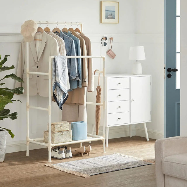 Kleiderständer Metall mit Ablage Weiss von Songmics