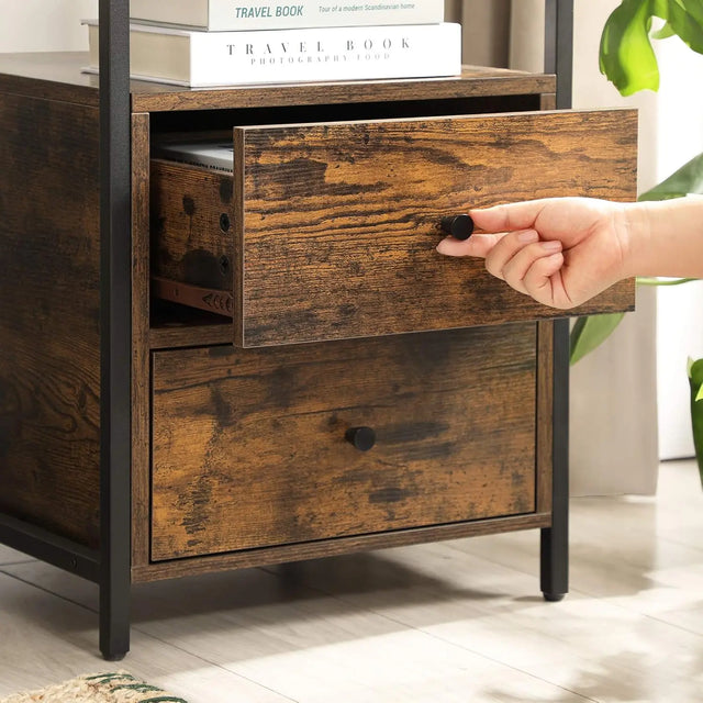 Nachttisch mit Schubladen rustikales Braun von Songmics