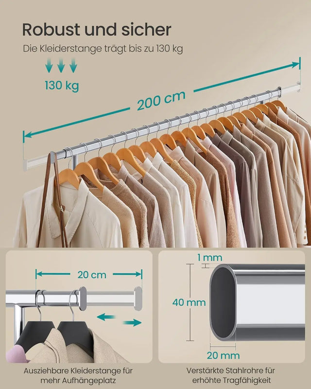 Kleiderständer Schwerlast Ausziehbar Transportabel Silber von Songmics