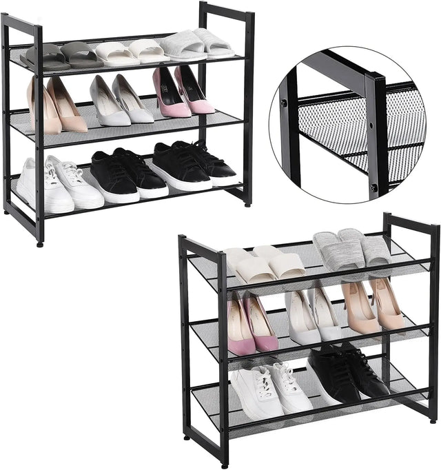 Schuhregal Metall 3 Ebenen Schwarz von Songmics