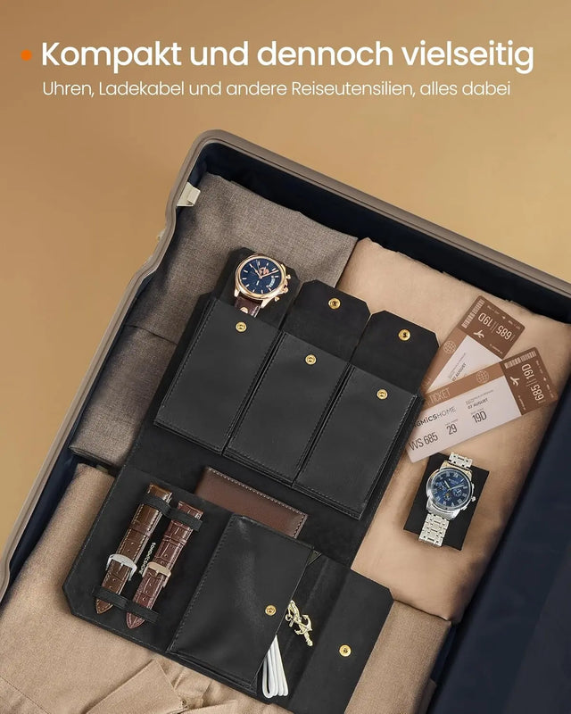 Uhrenbox Reiseetui für 3 Uhren Schwarz von Songmics