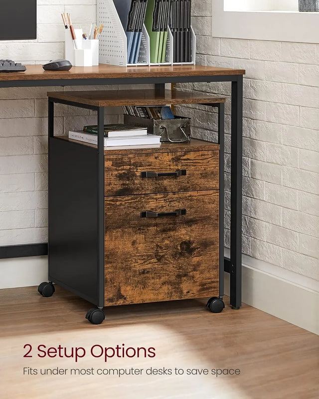 Aktenschrank mit Rollen, 2 Schubladen, Schwarz von Songmics