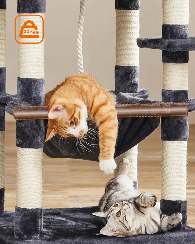 Kratzbaum Mehrstöckig mit Hängematte Rauchgrau von Songmics