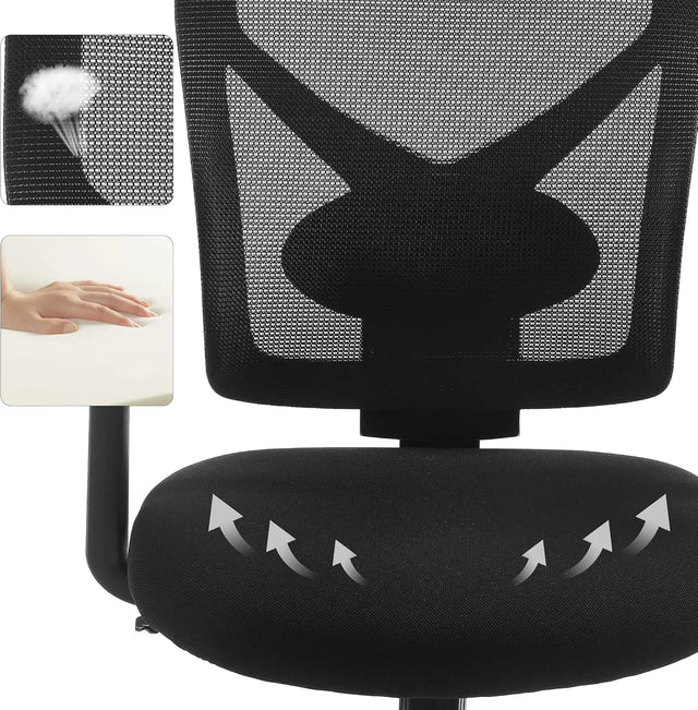 Bürostuhl ergonomisch verstellbar gepolstert Schwarz von Songmics