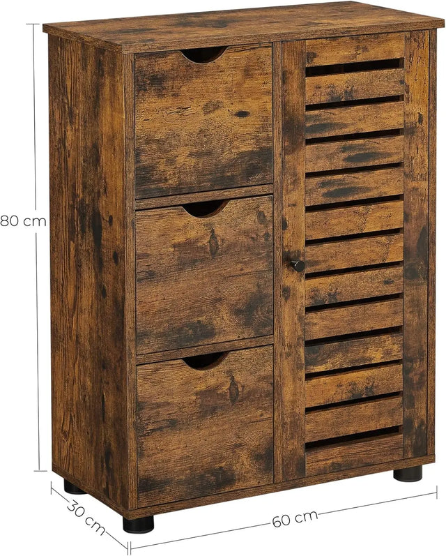 Badezimmerschrank mit Schubladen und Tür vintagebraun von Songmics