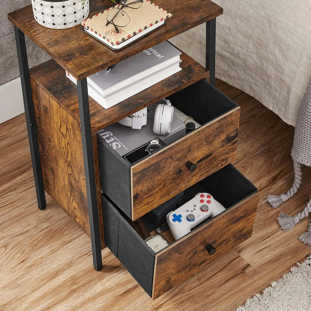 Nachttisch mit Schubladen Industrie-Design Vintagebraun-Schwarz von Songmics