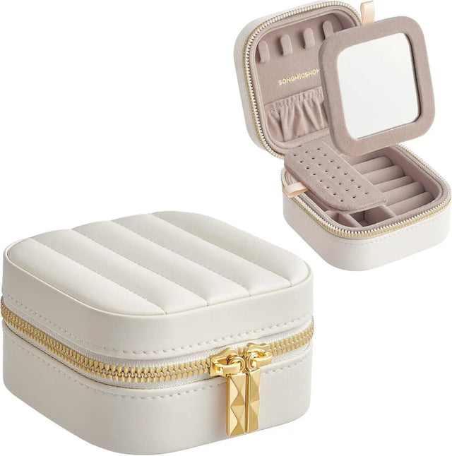 Schmuckkästchen Box für Reise mit Spiegel von Songmics