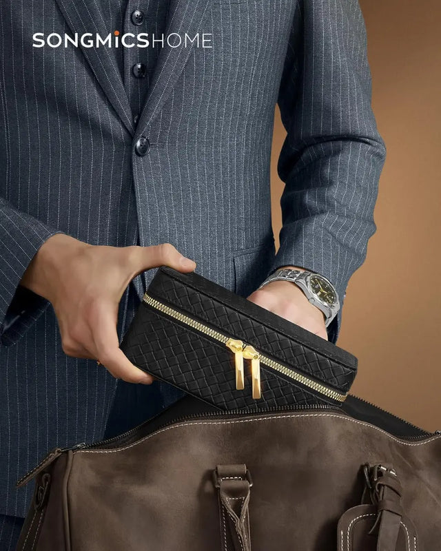 Uhren Aufbewahrung Box für 3 Uhren Grau von Songmics