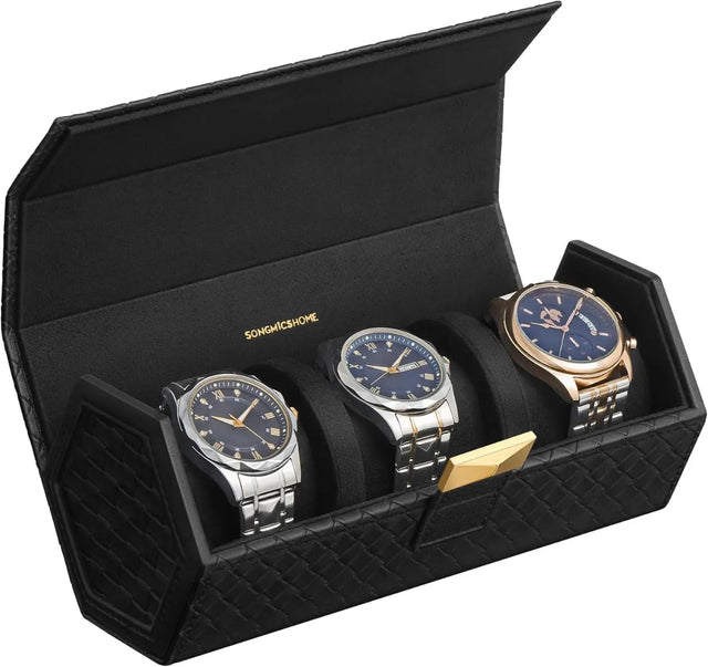 Uhren Aufbewahrung Box für 3 Uhren Hexagon von Songmics