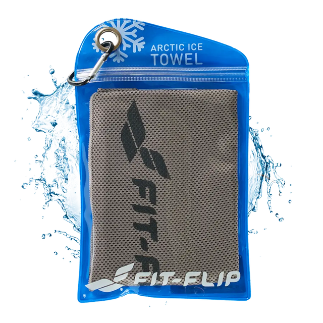 Airflip Towel Kühlhandtuch Mikrofaser mit Tasche 100x30cm Grau von Fit-Flip