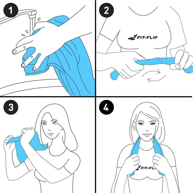 Airflip Towel Kühlhandtuch Mikrofaser mit Tasche 100x30cm Dunkel Blau von Fit-Flip