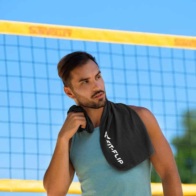 Airflip Towel Kühlhandtuch Mikrofaser mit Tasche 100x30cm Schwarz von Fit-Flip