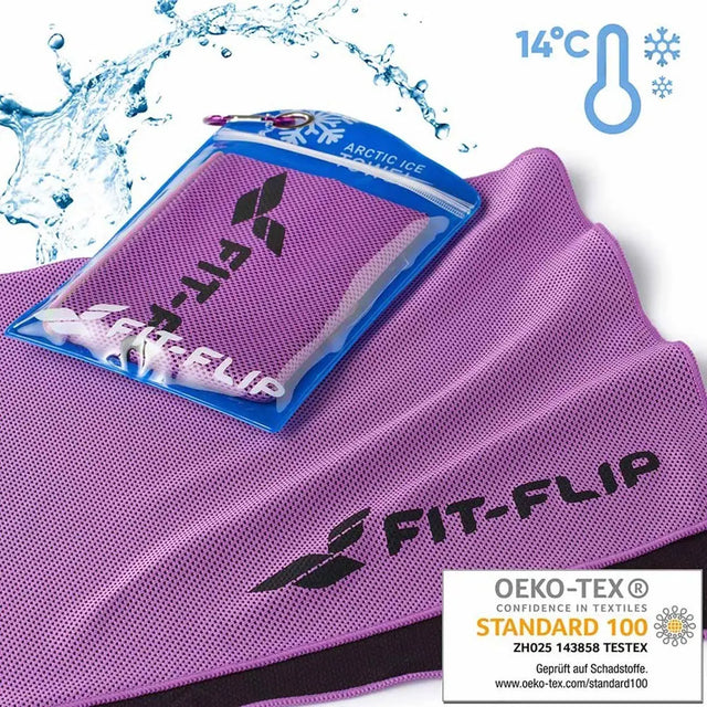 Airflip Towel Kühlhandtuch Mikrofaser mit Tasche 100x30cm Violett von Fit-Flip
