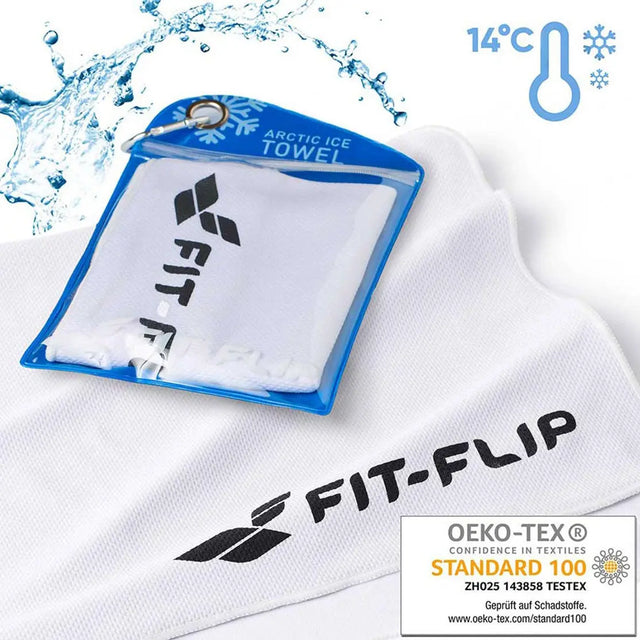 Airflip Towel Kühlhandtuch Mikrofaser mit Tasche 100x30cm Weiss von Fit-Flip