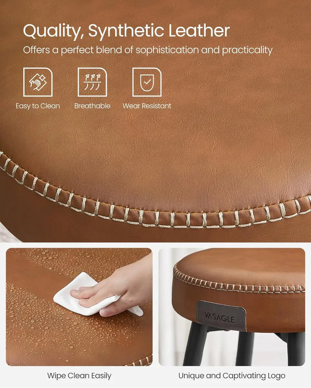 Barhocker Set Kunstleder Mid-Century Karamellbraun von Songmics