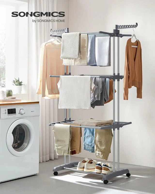 Wäscheständer Standtrockner 4 Ebenen mit Rollen von Songmics