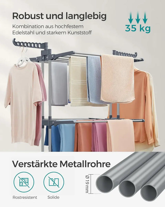 Wäscheständer Standtrockner 4 Ebenen mit Rollen von Songmics