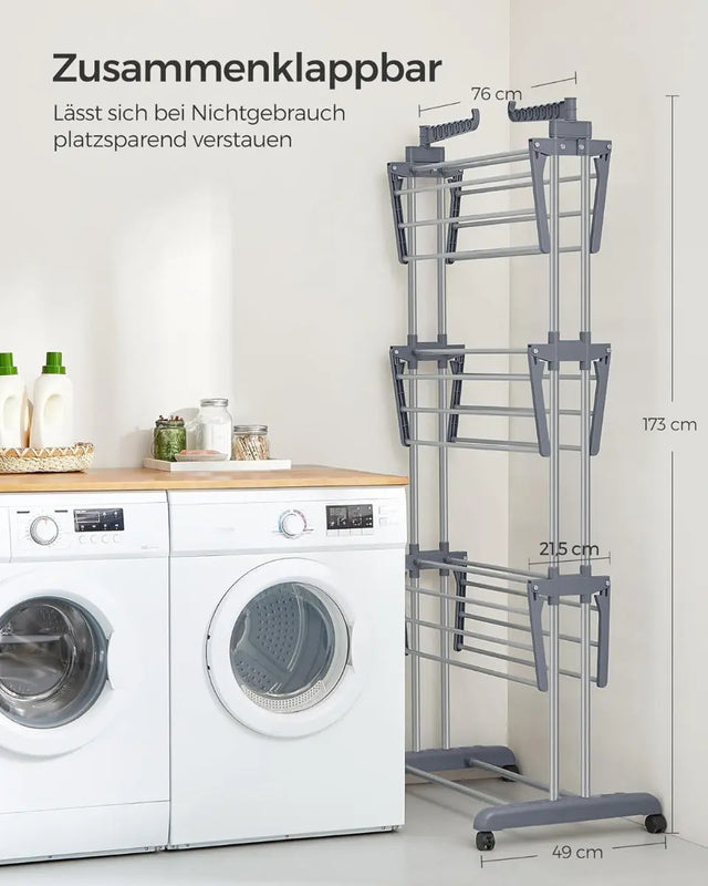 Wäscheständer Standtrockner 4 Ebenen mit Rollen von Songmics
