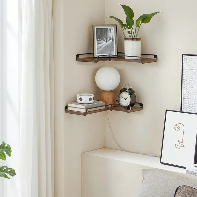 L-förmiges Eckregal Wandregal 2er Set Holz von Songmics