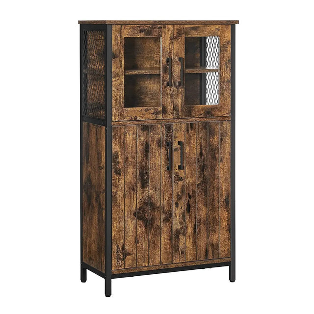 Badezimmerschrank Industriestil mit Stahlgestell Vintagebraun-Schwarz von Songmics