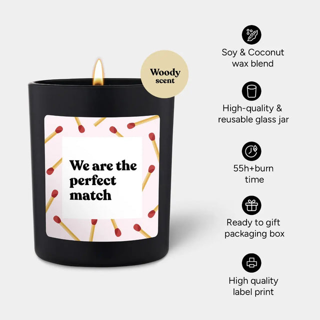 Duftkerze Schwarz Woody We are the perfect match von ChattyCandles
