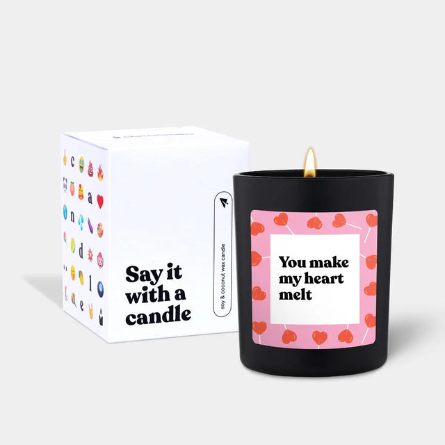 Duftkerze Schwarz Woody You make my heart melt von ChattyCandles