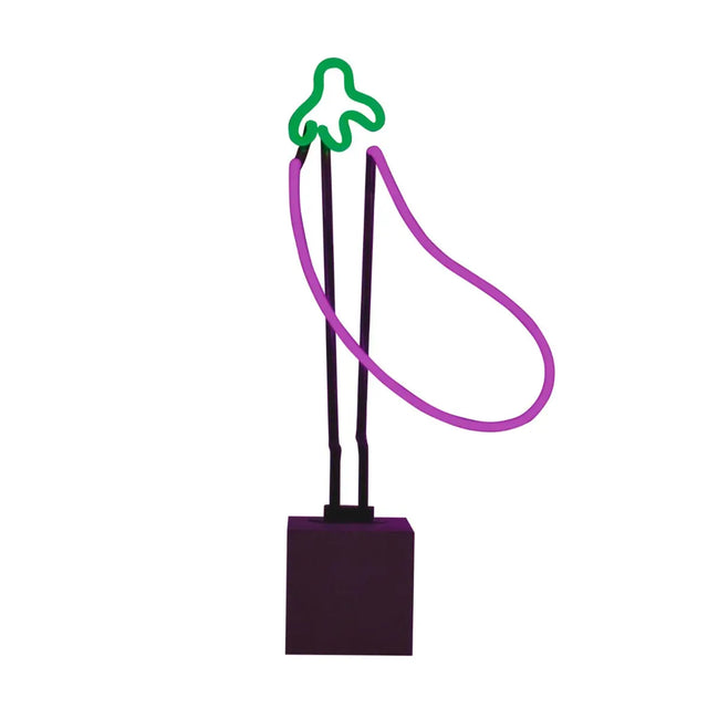 Glas Neon Tischlampe mit Betonsockel - Aubergine von Locomocean