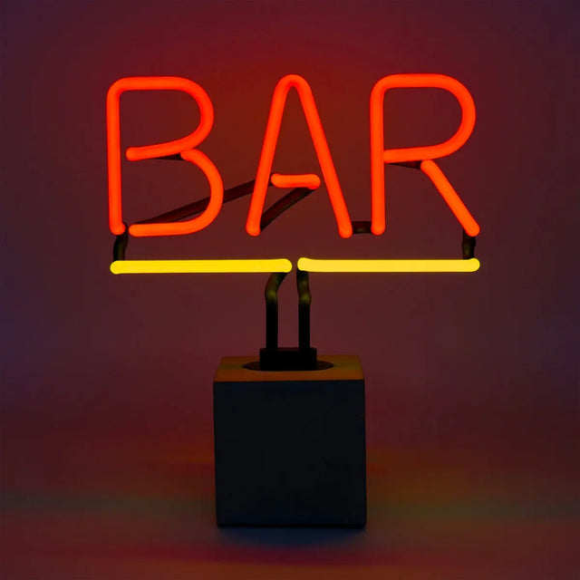 Glas Neon Tischlampe mit Betonsockel - BAR von Locomocean